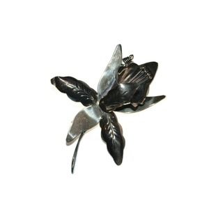 925 Vintage Estate Beautiful Sterling Silver Large Orchid Flower Brooch Mexico